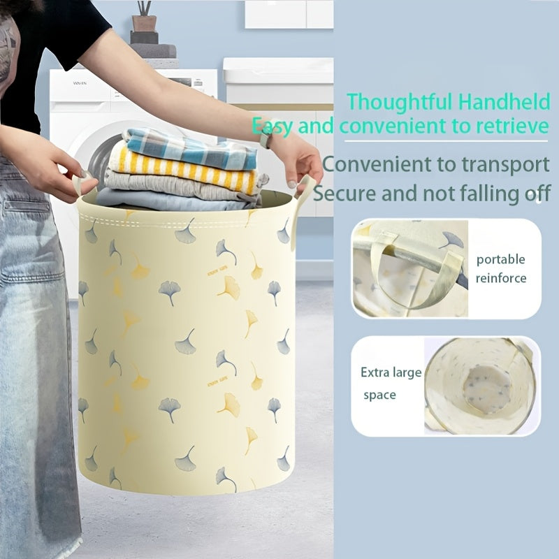 Waterproof Laundry Hamper with Handles Blue Fabric Storage Basket for Home Bathroom Dorm