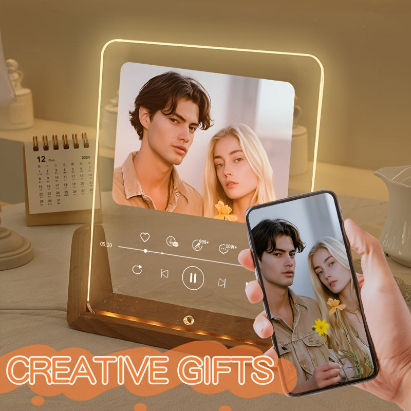 Custom Photo Acrylic Frame Touch Control Transparent Display Stand Personalized Gift
