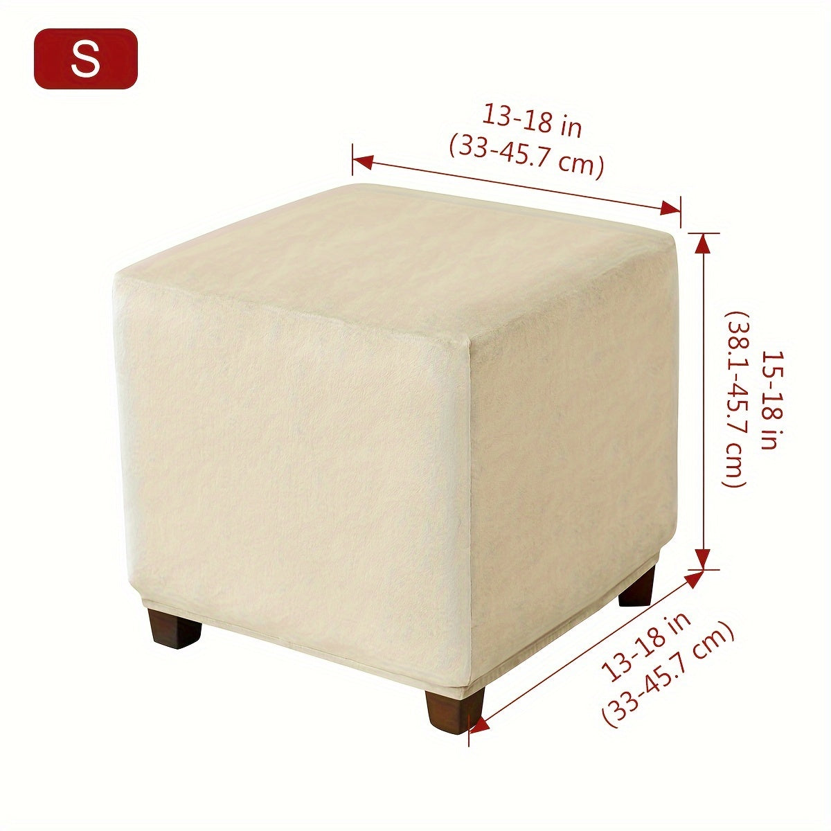 Funda de terciopelo plateada para reposapiés para taburete pequeño cuadrado