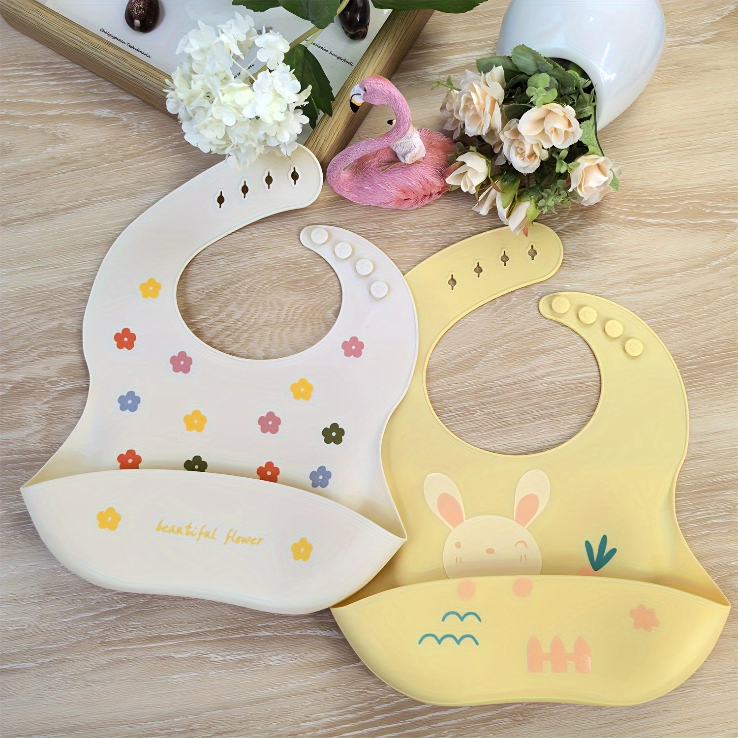 Baby Silicone Bibs for Babies and Toddlers Waterproof Adjustable with Large Food Catcher