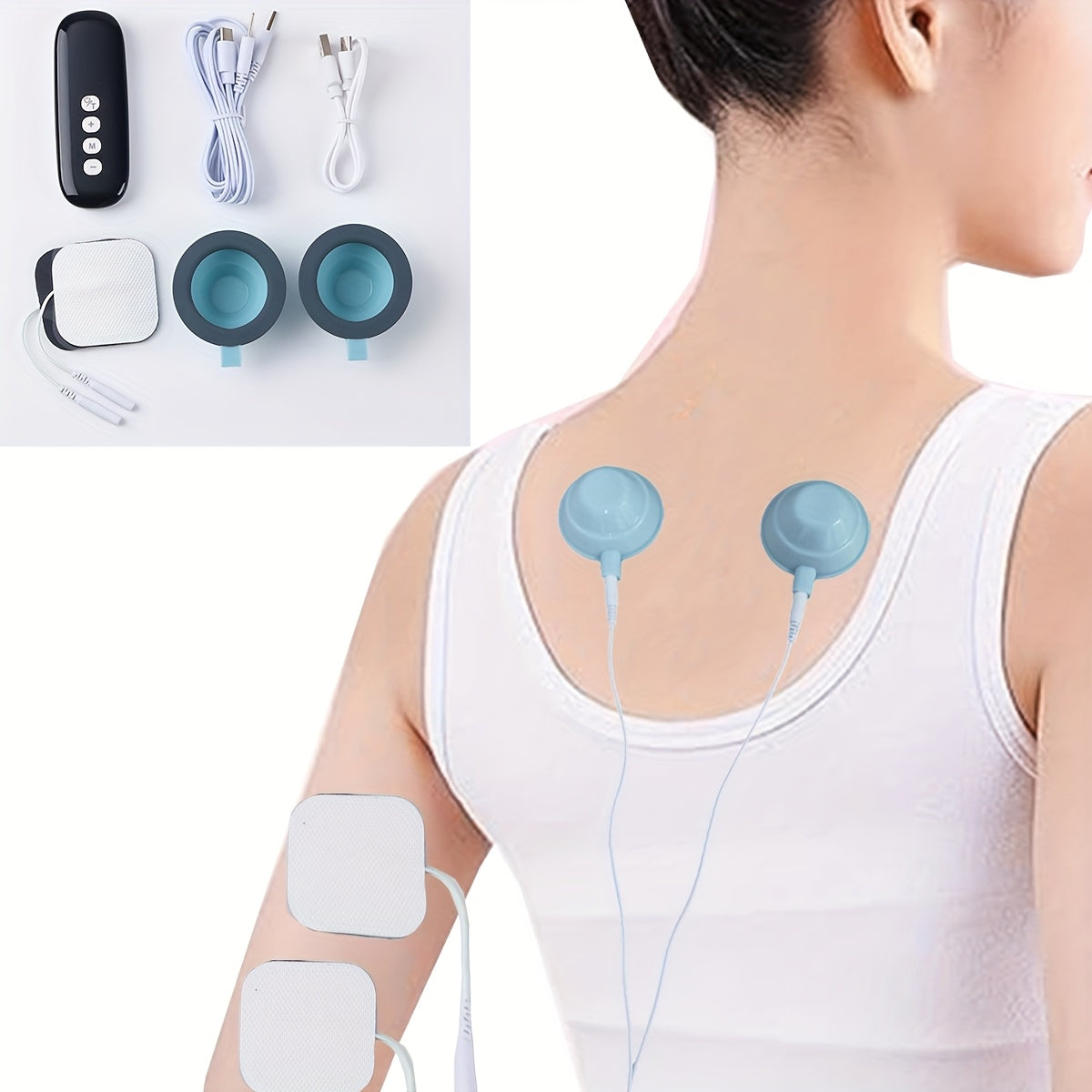 Rechargeable Massager with Suction Cups and Patches 10 Modes 39 Intensity Levels