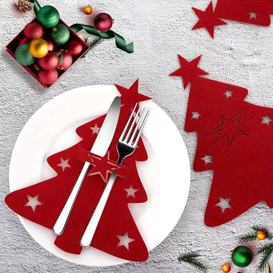 12-Piece Christmas Themed Cutlery Set with Matching Placemat and Table Decor