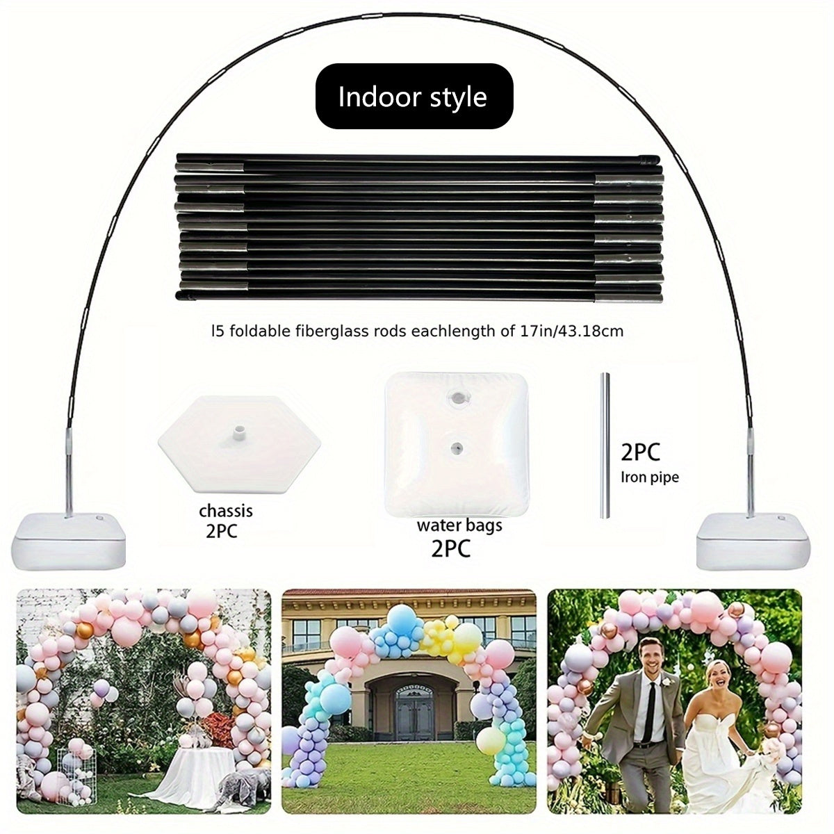 Black Glass Fiber Balloon Arch Kit for Parties and Events