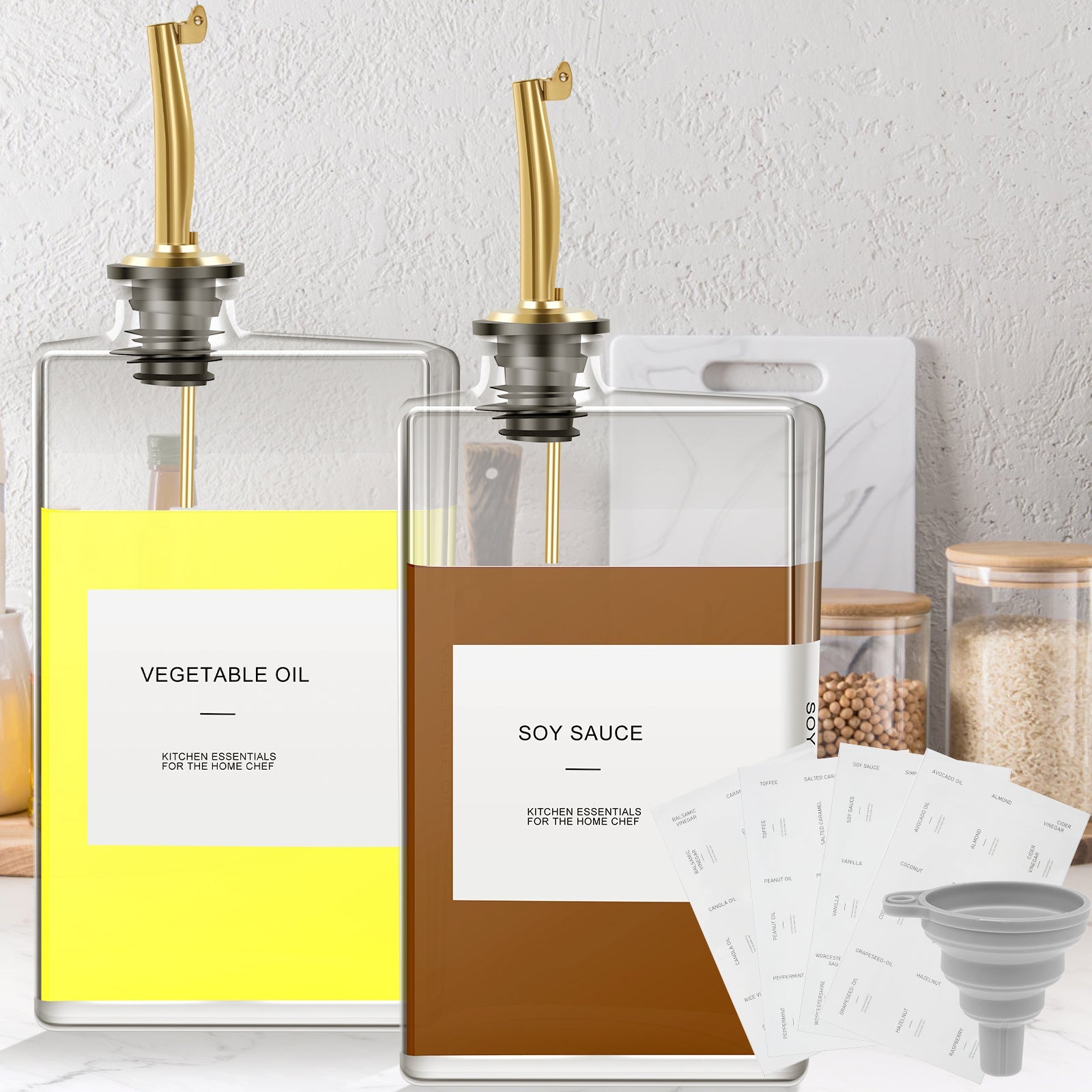 Прямоугольный стеклянный дозатор для масла объемом 500 мл, прозрачный, герметичный для сои, уксуса