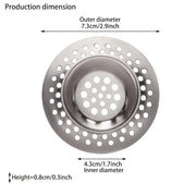 Stainless Steel Sink Strainer Plug for Kitchen and Bathroom Hair Catcher 2.9 Inches
