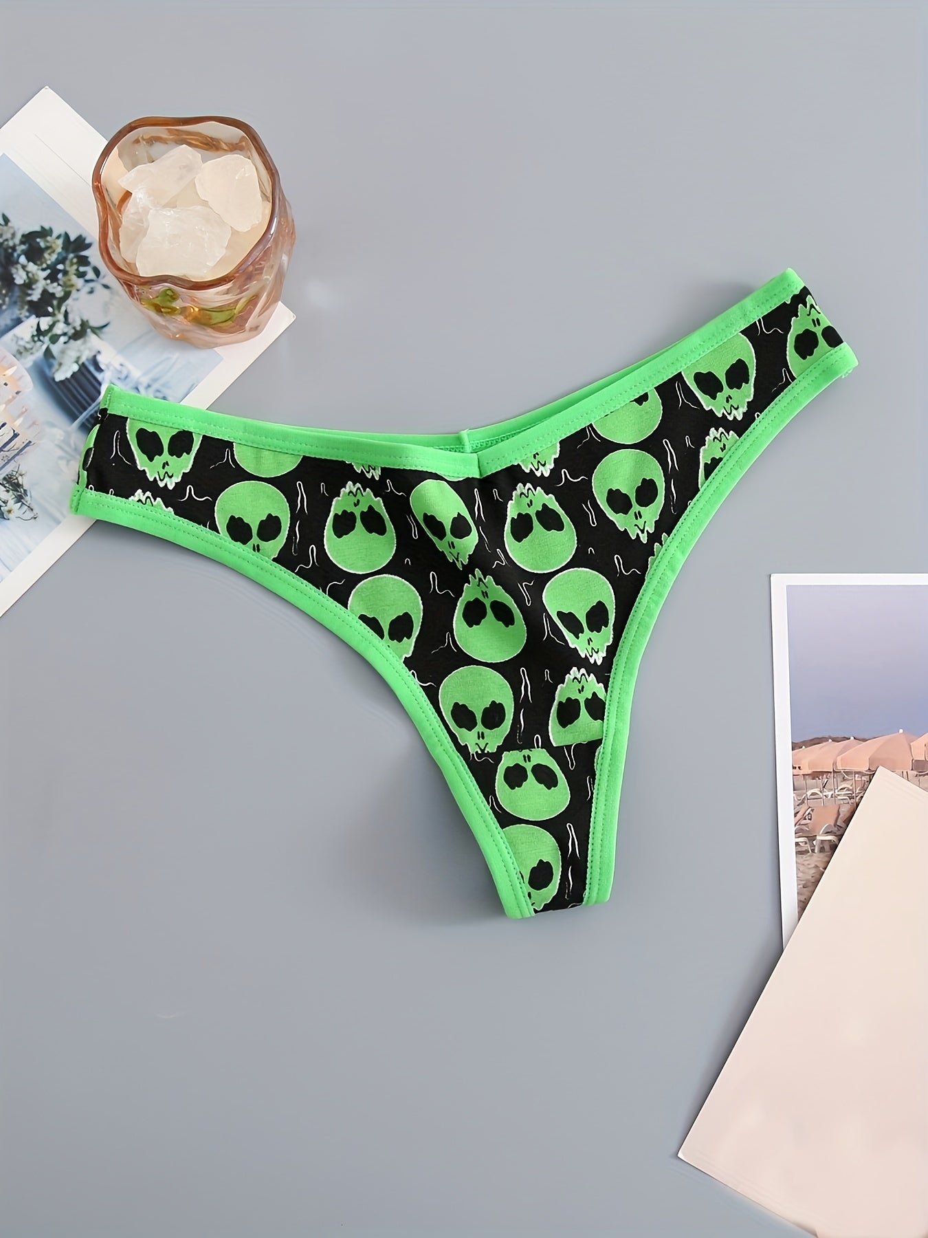 Women's Thongs with Skull Print Soft Stretchy Lingerie
