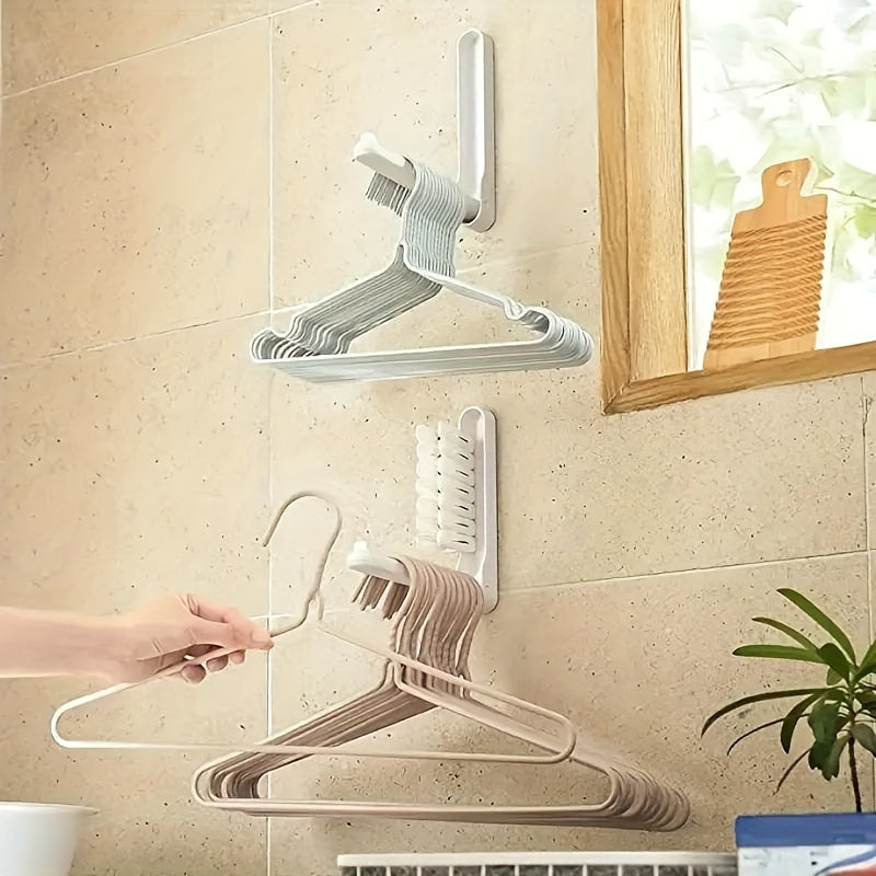 Foldable Wall Hanger with Hooks, Space-Saving Plastic Organizer for Clothes and Towels