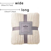 Faux Wool Throw Blanket Plush Warm Coral Fleece Plaid for Bed Couch