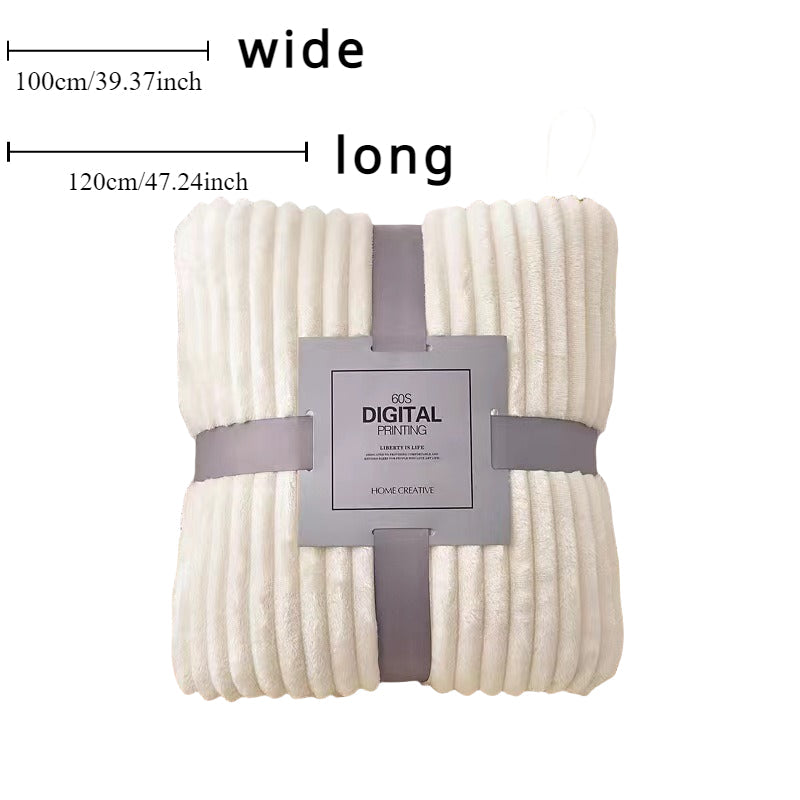 Faux Wool Throw Blanket Plush Warm Coral Fleece Plaid for Bed Couch