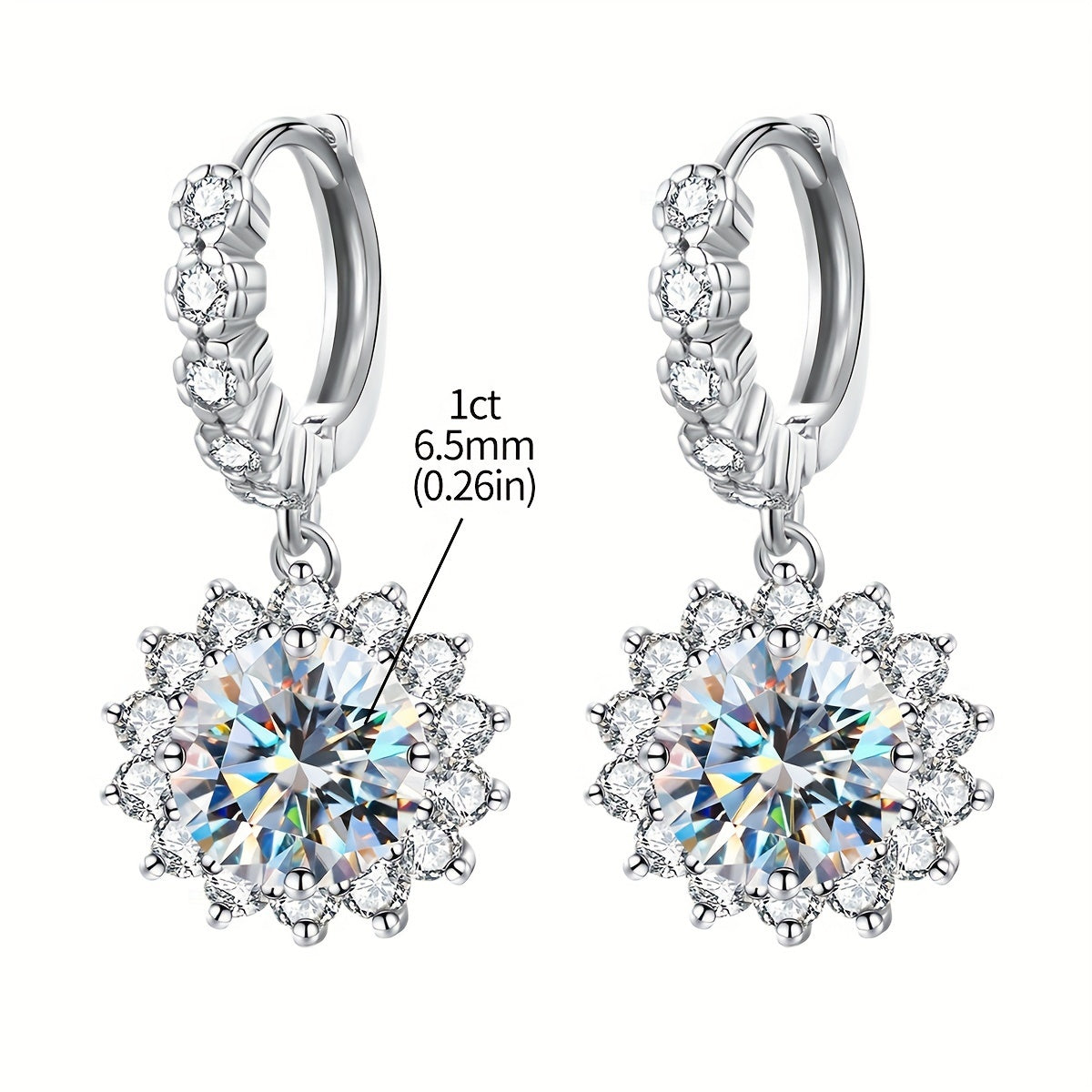 Zarif 2-karat quyosh guliga o'xshash pandant va ziraklar to'plami, Mozambik toshlari bilan 925 sterling kumushda o'rnatilgan, to'ylar va 14-fevral uchun mukammal. Ayollar va qizlar uchun hashamatli zargarlik sovg'asi.