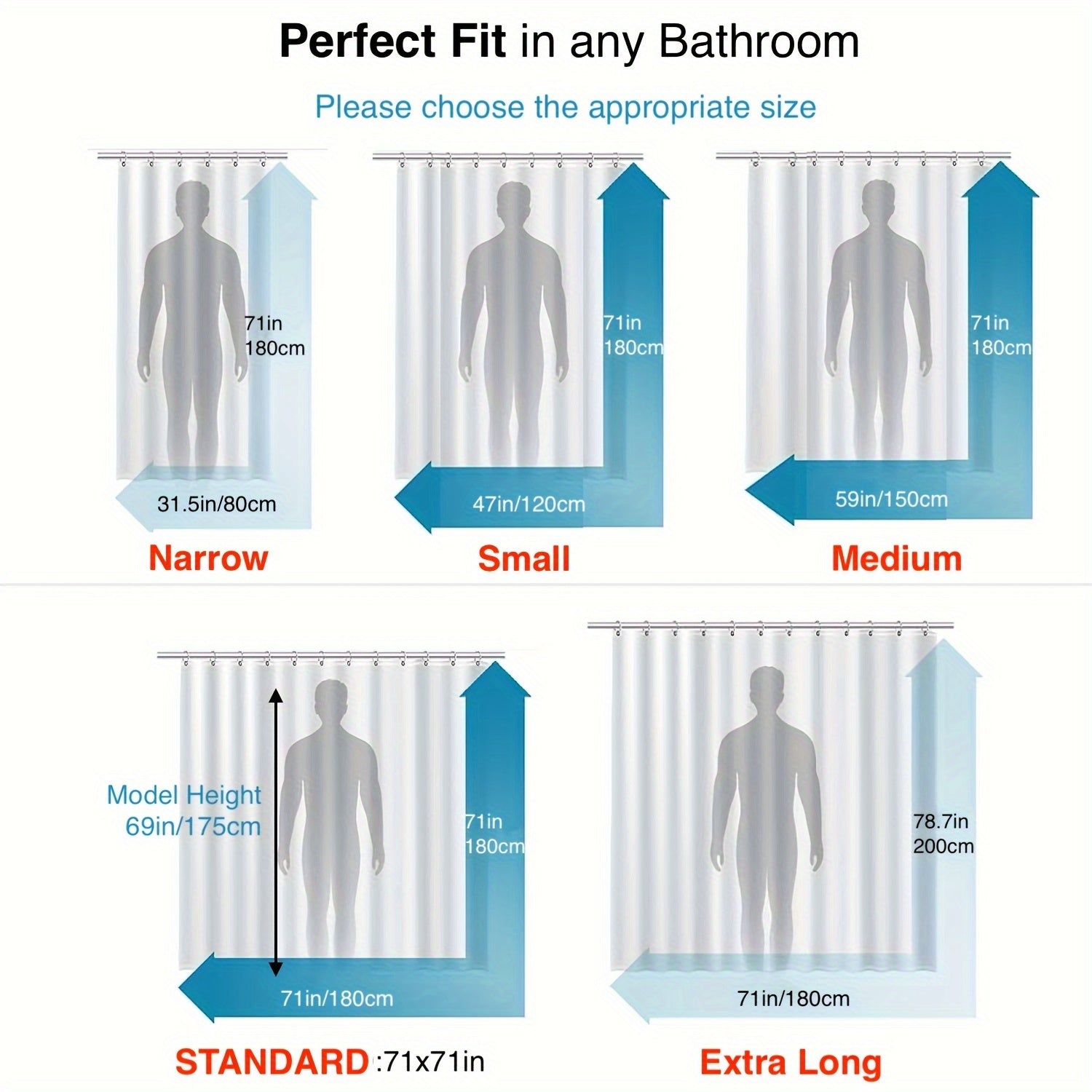 Yulduz baliqlari qobig‘i dizayni bilan mustahkam plastik dush pardasi, suv o'tkazmaydigan, shaffof, 180.34 sm K x 180.34 sm B, okean mavzusidagi hammomlar uchun mukammal.