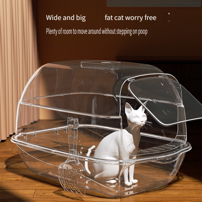 Enclosed Cat Litter Box with Scoop Odor-Blocking Leak-Proof Splash-Resistant Silicone PP