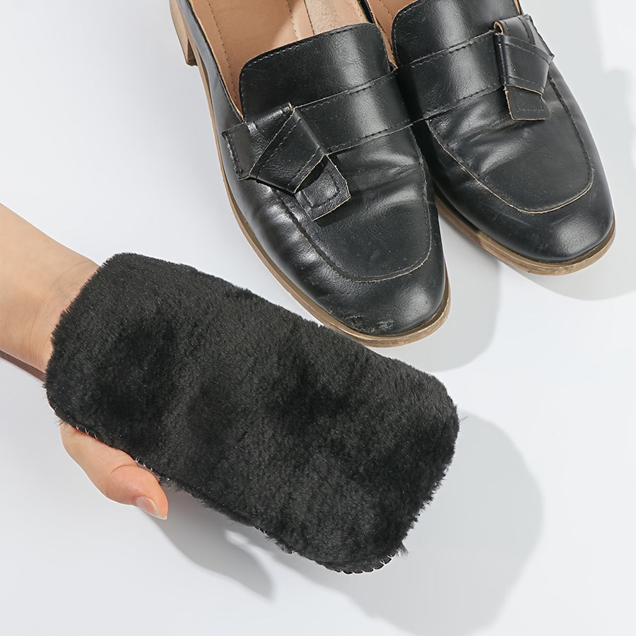 Plush Shoe Polishing Glove Set with Soft Faux Wool and Polyester for Shoe Care
