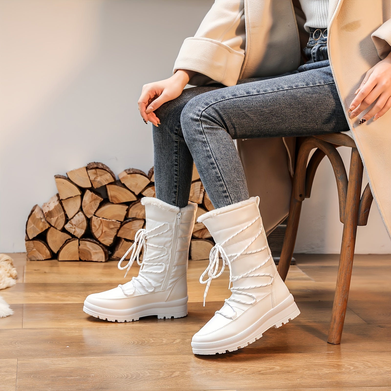 Women's Mid-Calf Leather Boots for Fall and Winter