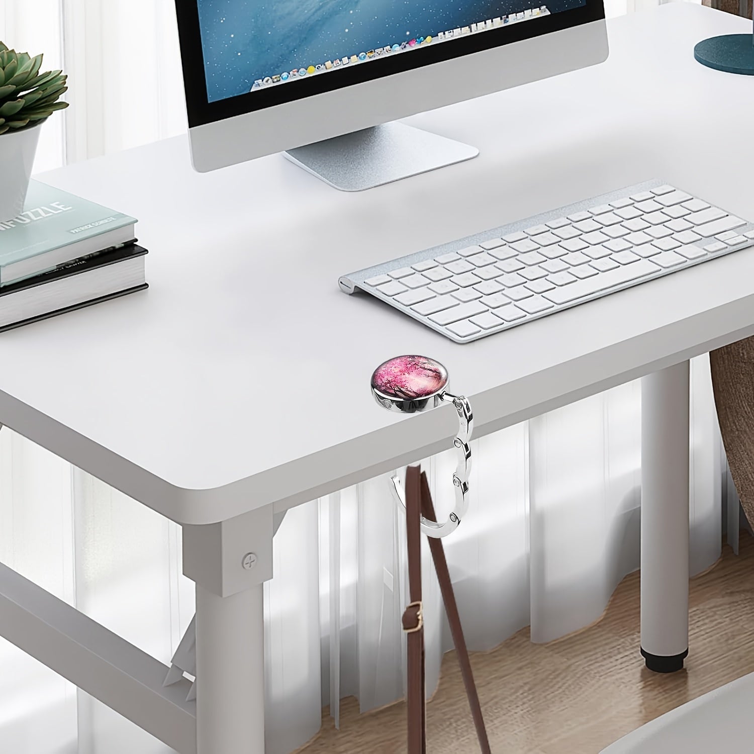 Portativ Sumka Osma, Pushti Gilos Gullari O'rmoni Dizayni, Qaytalanadigan Magnit Sumka Qulfi, Ruxdan Yasalgan - Restoran, Bar uchun yoki Norasmiy Usulda O'ziga Xos Sovg'a sifatida Ideal