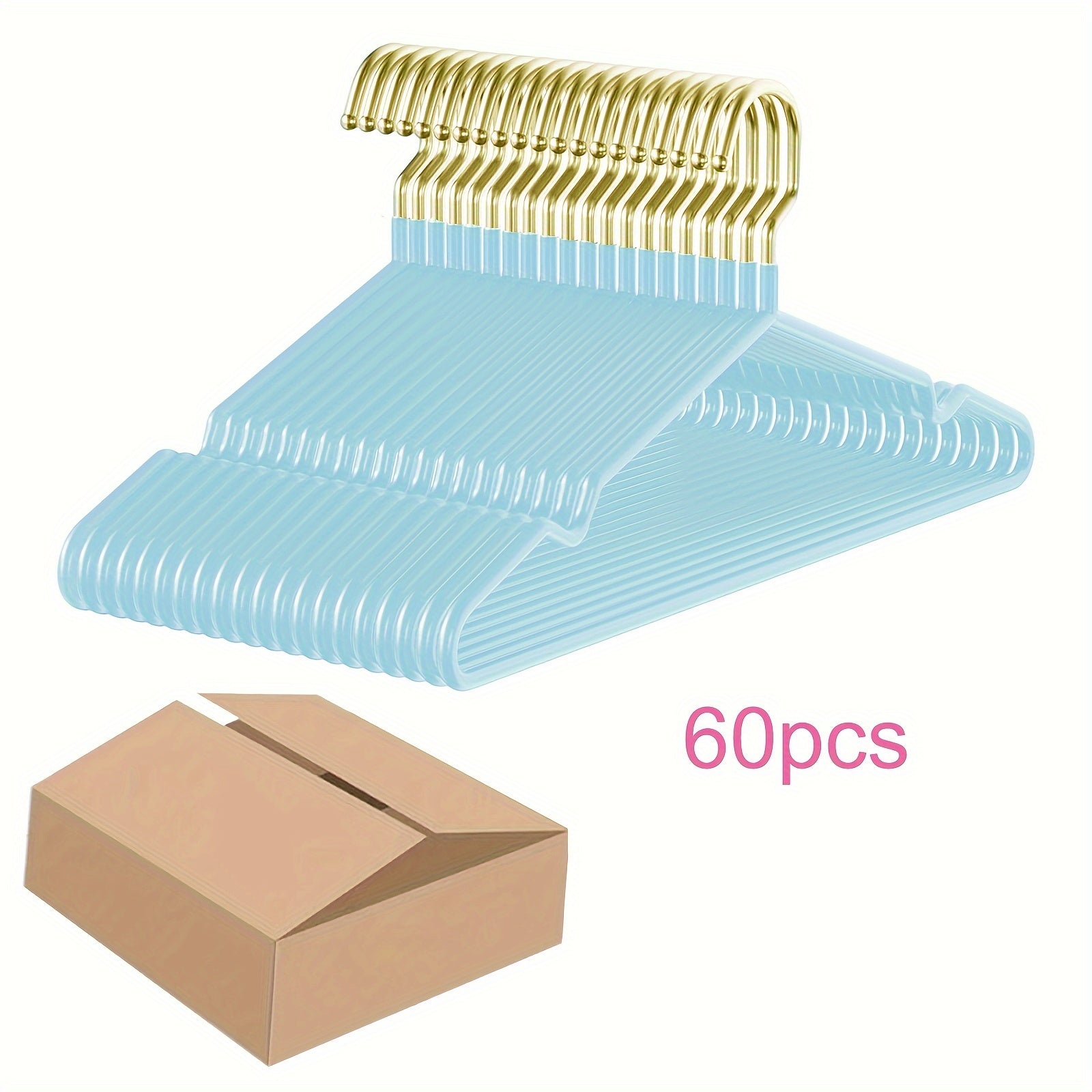 Pack of 10/20/60 Heavy Duty Metal Clothes Hangers with Non-Slip Rubber Coating Space-Saving Sturdy for Shirts Skirts Coats