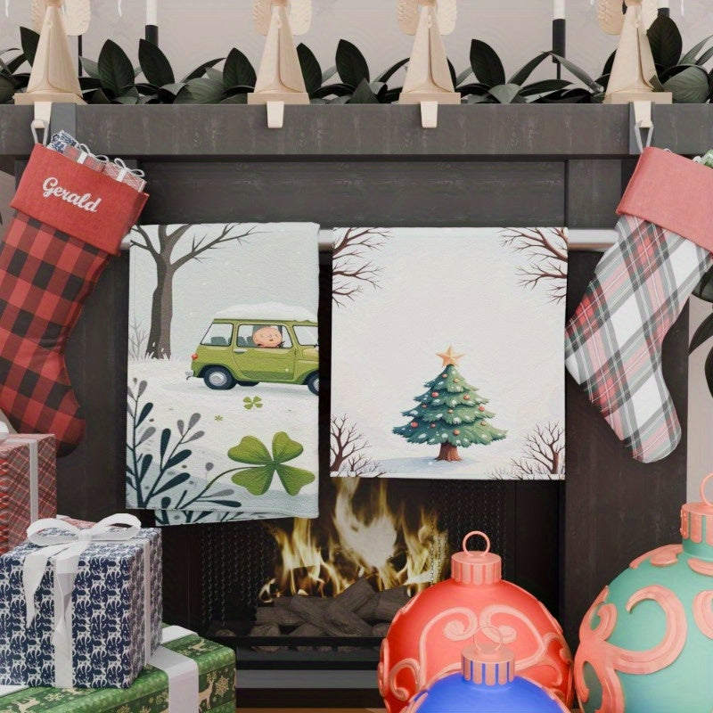 Set of 2 Christmas Kitchen Towels 45.72x66.04cm Snowflake Holiday Decor