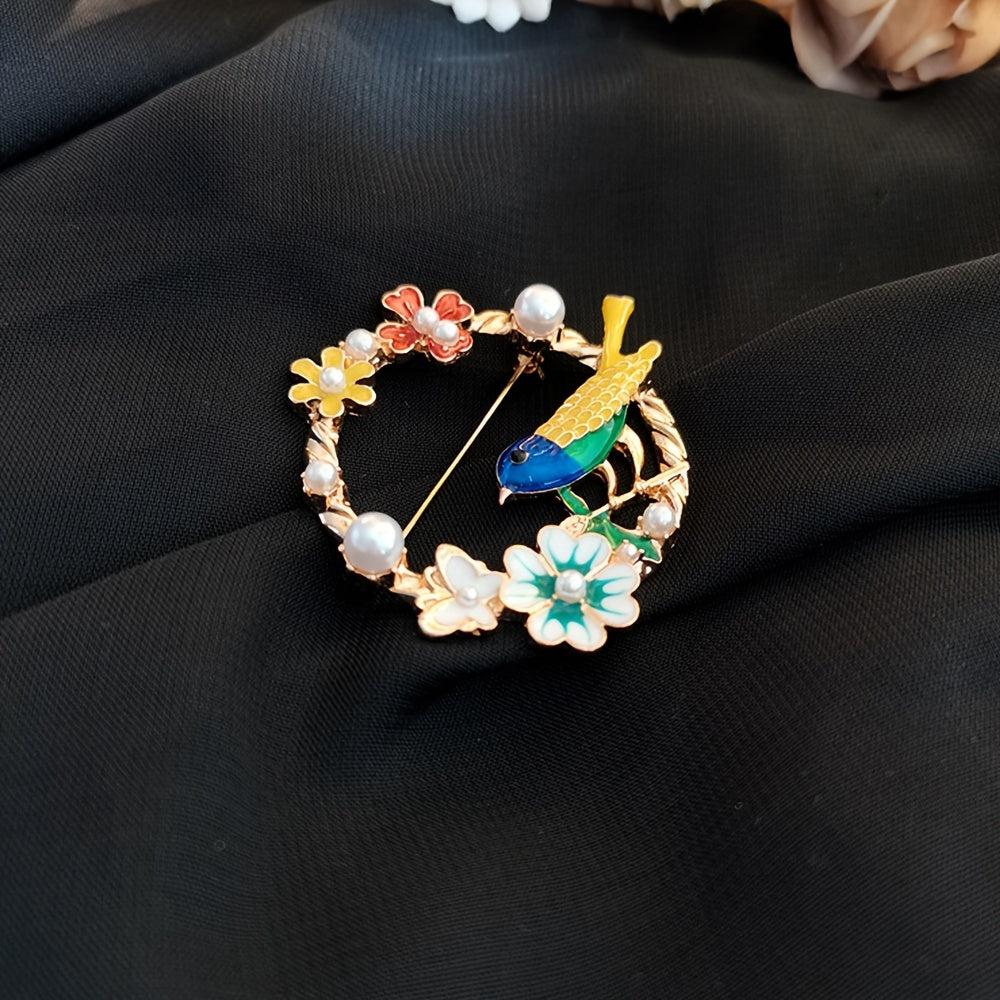 Retro Butterfly and Flower Brooch Alloy Jewelry for Women Stylish Accessory