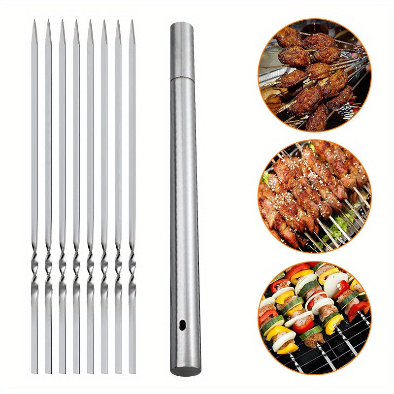 Stainless Steel Kebab Skewers Set of 30 or 50 Reusable Grill Skewers for BBQ Camping