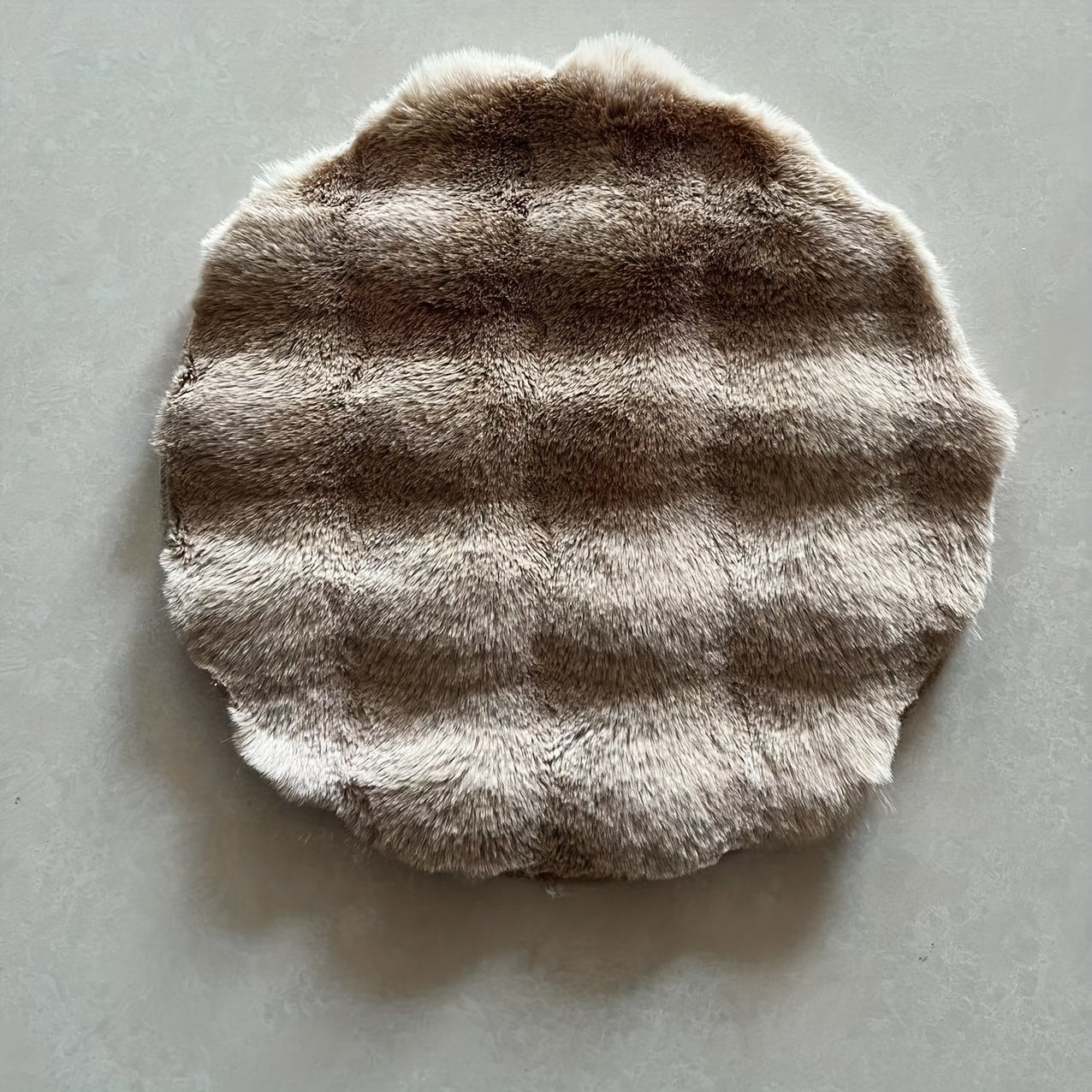 Faux Rabbit Fur Rug Pad 3D Bubble Texture Non-Slip Round Solid Color Medium Pile