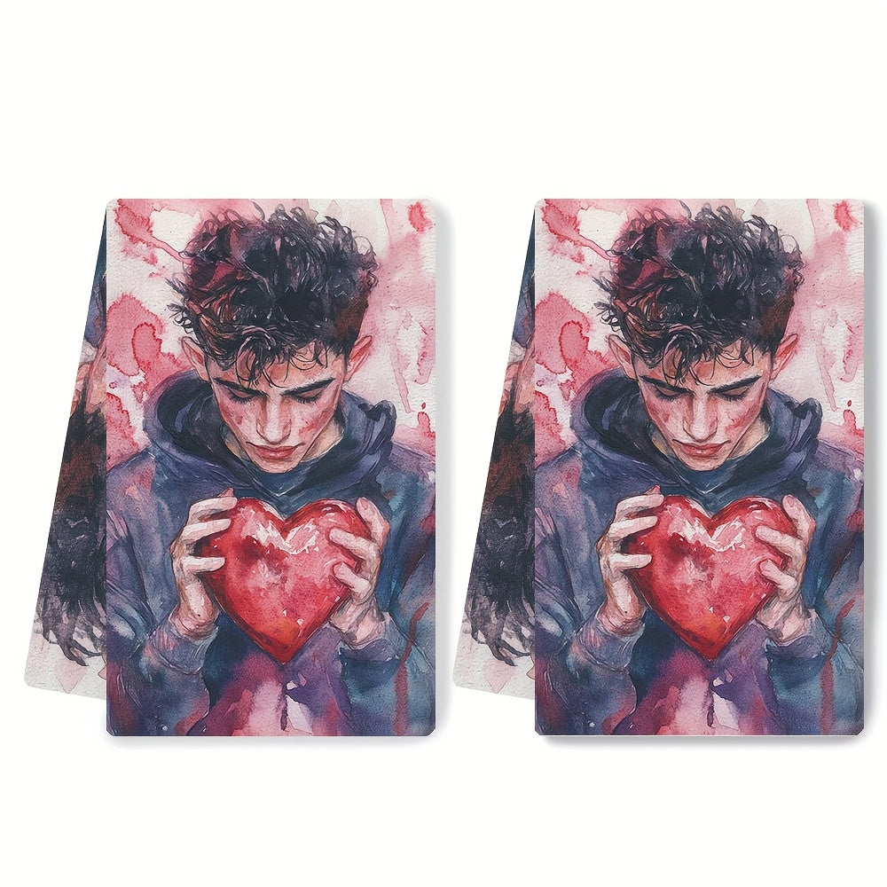 Set Of 2 Ultra-Soft Absorbent Kitchen Towels 40x60cm for Holiday Decoration