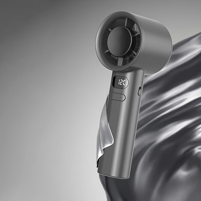 Mini Handheld Fan with LCD Display, USB Rechargeable, Portable, Quiet Operation