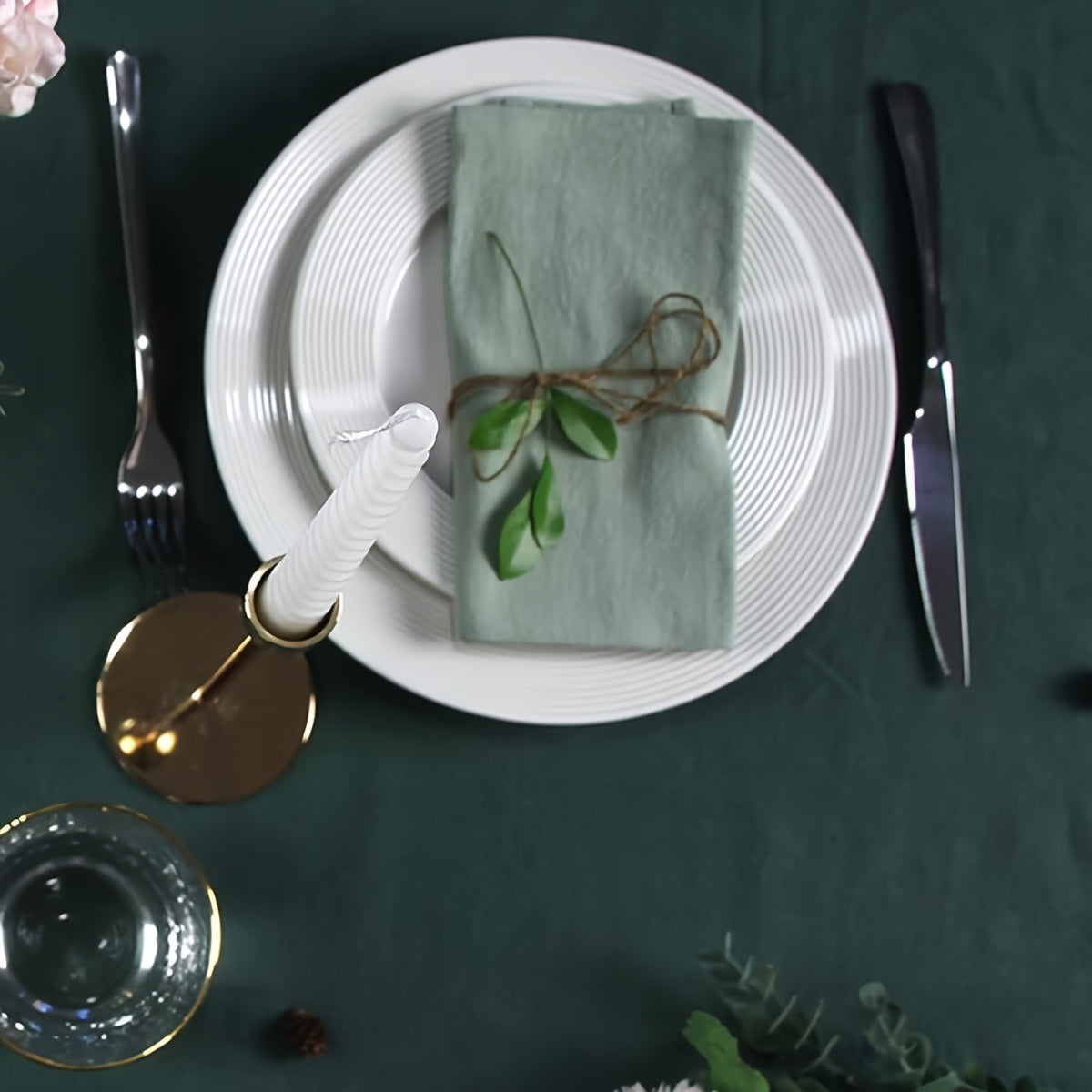 Juego de servilletas verdes de 6 piezas, 40.64cm, con volante, lavable, para ocasiones especiales