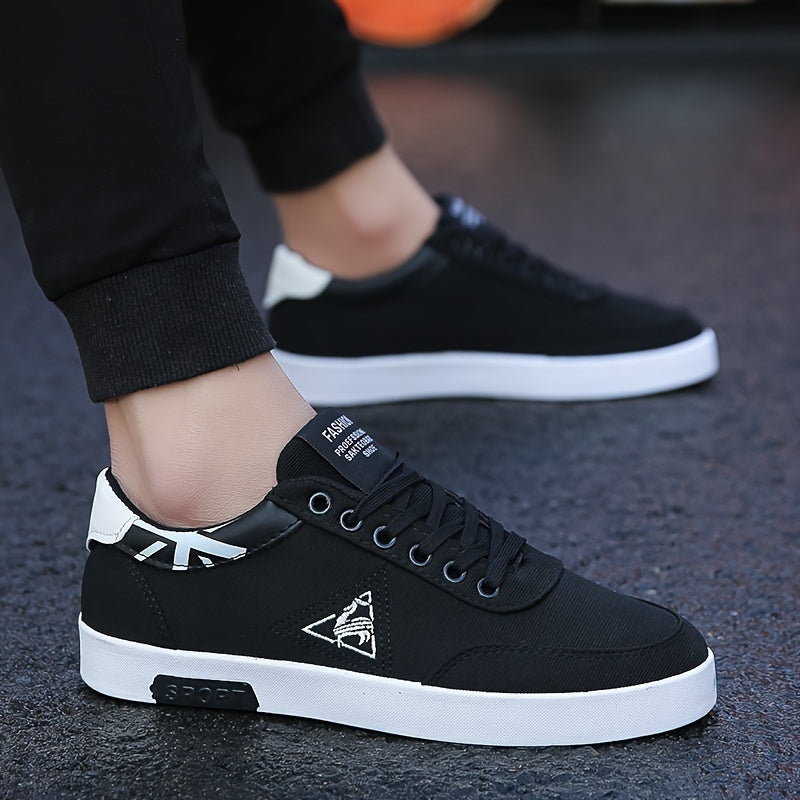 Men's Canvas Sneakers Breathable Non-Slip Sole Casual Sporty Black White