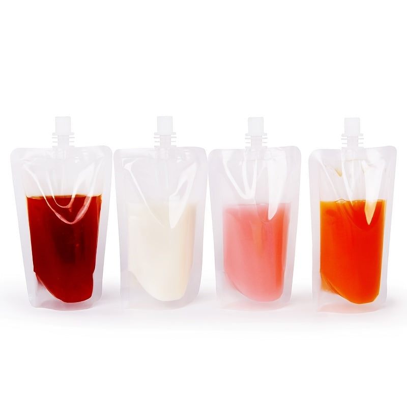 50 Transparent Nozzle Bags for Beverage Packaging Self-Sealing Plastic Bags