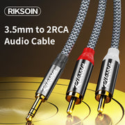 Nylon Braided 3.5mm Male to 2RCA Audio Cable for Stereo Sound Devices