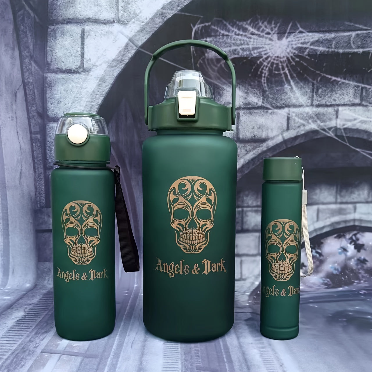Dark Skull and Angel Water Bottles 300ml 700ml 2000ml Leak-Proof Durable