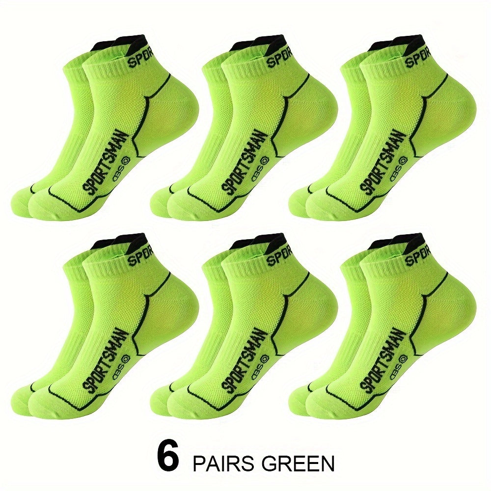 Men's Short Socks 6 Pairs Breathable Sweat-Absorbing All-Season Casual Low-Cut
