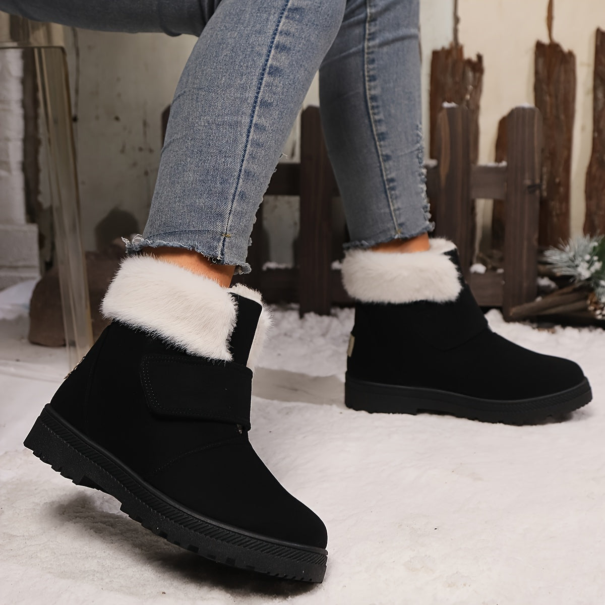Women's Fleece-Lined Snow Boots Non-Slip High-Top Ankle Boots