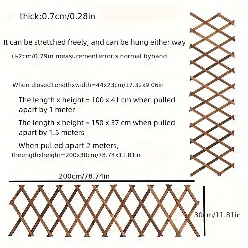 Expandable Rustic Wooden Garden Fence with Vine Support for Patio Lawn Yard