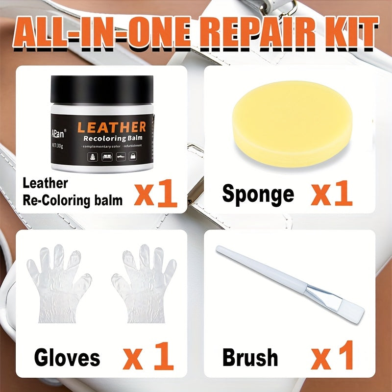 White Leather Repair Kit for Shoes, Bags, and Furniture — Color Fixing Cream