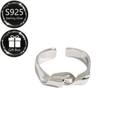 Sterling Silver Twist Ring Adjustable Fit Versatile Design for Parties or Daily Wear