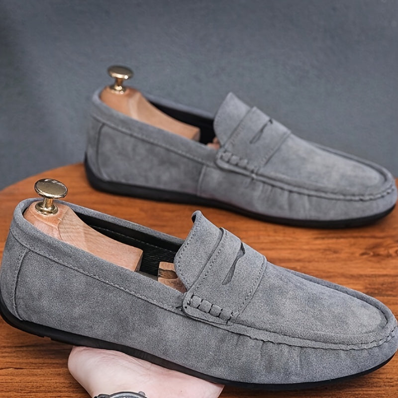Men's Solid Color Slip-On Penny Loafers Casual Comfortable Soft Sole All-Season
