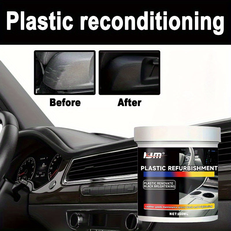 Cera de reparación plástica 150ml para tablero de coche, cuidado de neumáticos, asiento, potenciador de brillo