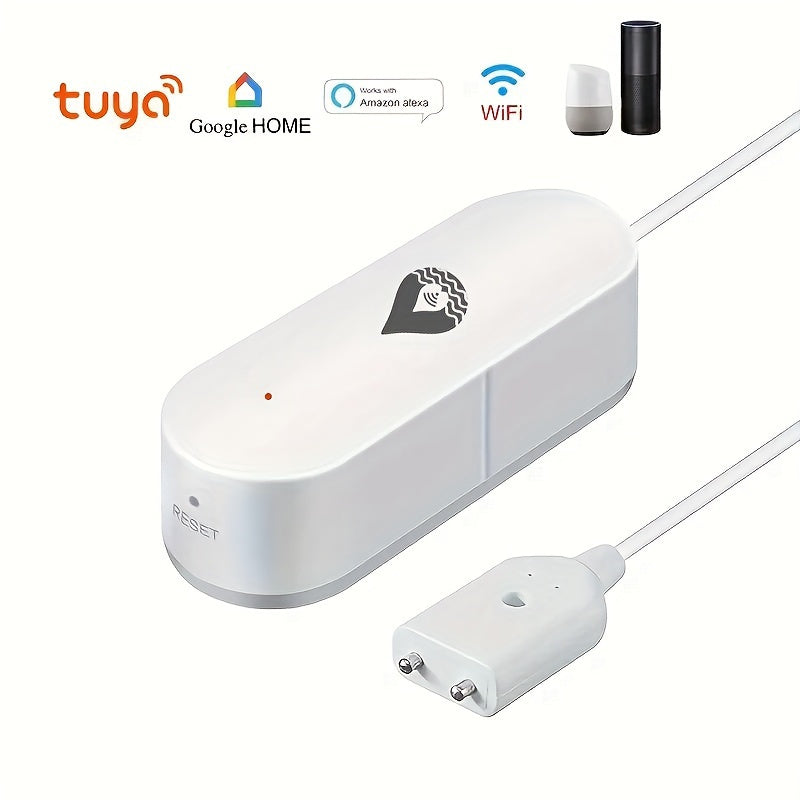 Smart WiFi Su Oqishi Aniqlagichi - Haqiqiy vaqt rejimida ogohlantirishlar, USB quvvatlanadi, uy/yer osti uchun oson o'rnatish, Smartlife va Tuya bilan mos keladi, batareyalar talab qilinmaydi.