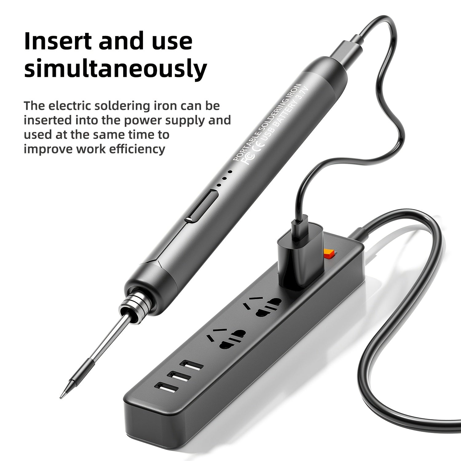 USB Battery Dual-Use Soldering Iron with Temperature Adjustment and Accessories