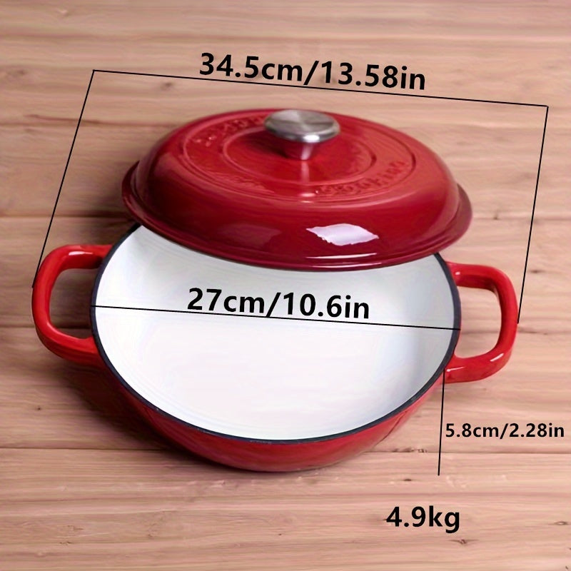 Enamel Cast Iron Dutch Oven 5 Qt Non-Stick Cookware for Stews and Soups