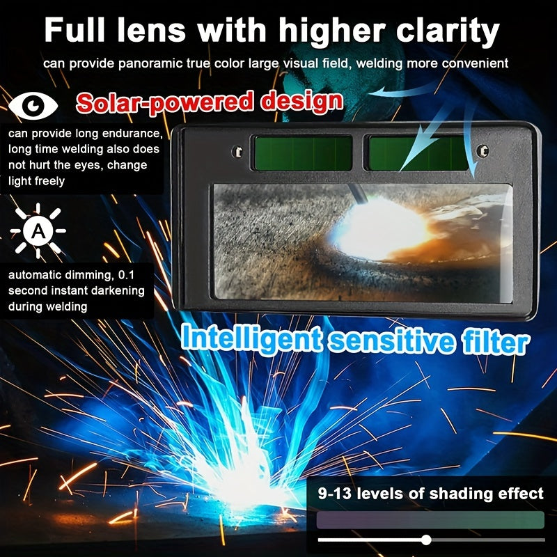 Автоматически затемняющаяся светодиодная маска для сварки обеспечивает высокую термостойкость и защиту на 180° для сварочных работ.