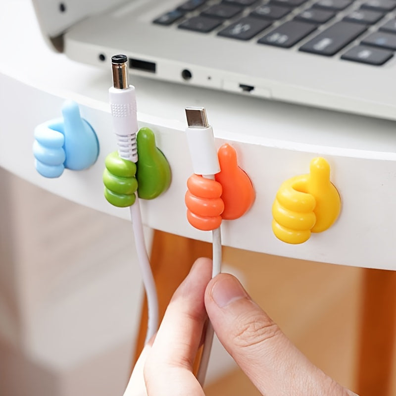 Juego de 10 estantes de almacenamiento de cables de plástico para pared con ganchos de pulgar para auriculares, cargadores y llaves