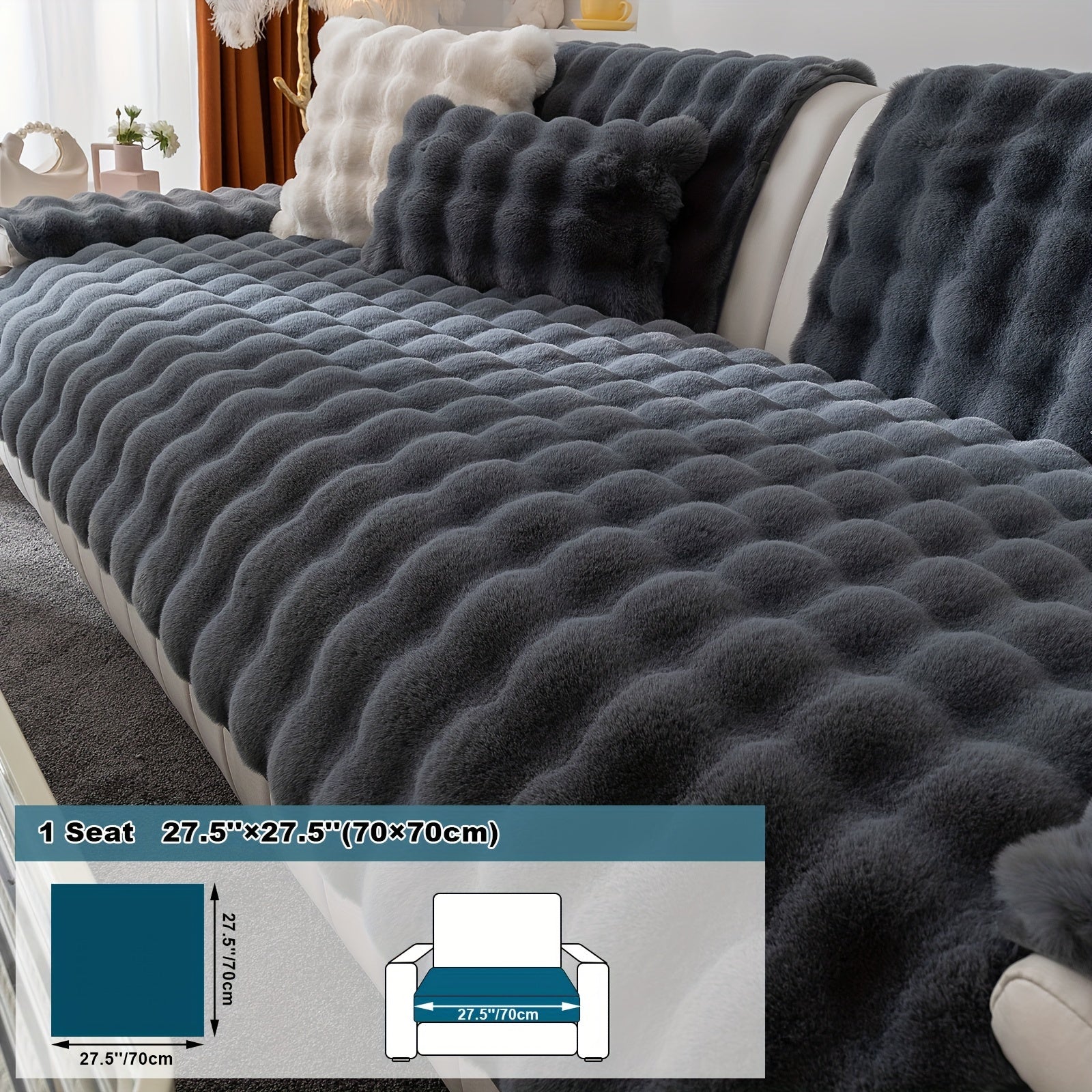 Имитация кролика плюшевая подушка-диван для домашних животных, дружелюбная к собакам с нескользящим чехлом для защиты мебели и декора в спальне, офисе или гостиной.