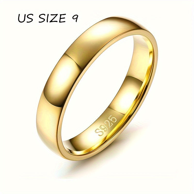 Sterling Silver Gold Ring for Women and Men 4mm Stackable Wedding Knuckle