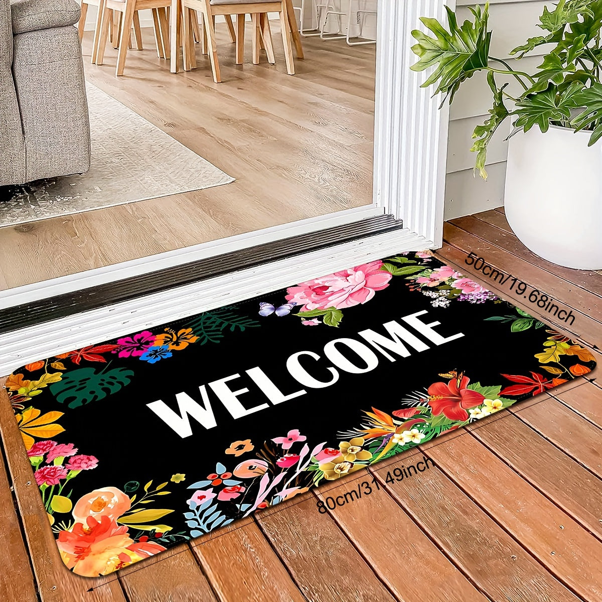 Цветочный коврик для прихожей - современный, низкопрофильный, забавный коврик, нескользящий коврик для использования в помещении и на улице - идеально подходит для кухни фермерского дома, патио, входа в ванную комнату