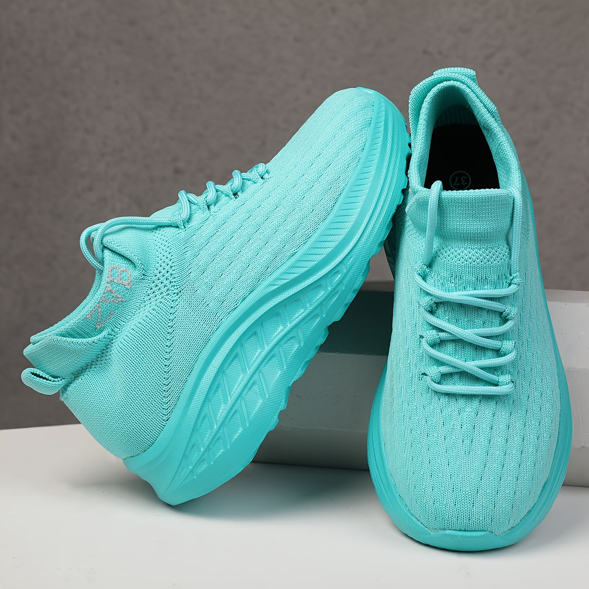 Women's Knitted Platform Sneakers Breathable Casual Low-Top Wedge Shoes