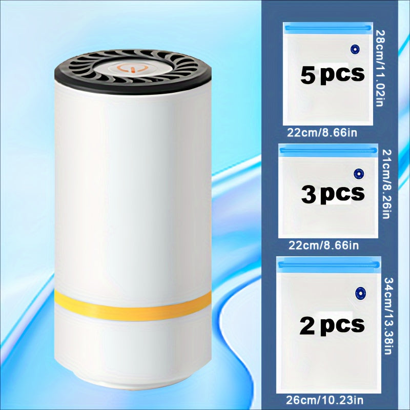 Portativ vakuum yopish mashinasi USB zaryadlash bilan, qayta ishlatiladigan sumkalar, oziq-ovqat saqlash, kichik o'lchamli