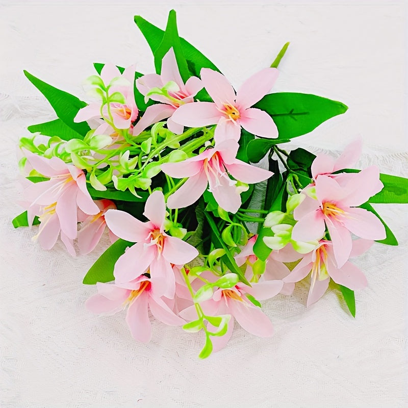 Ramo de lirios artificiales con 18 cabezas, azul y blanco, decoración para bodas, hogar y accesorios para fotografía