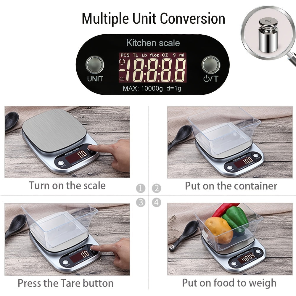 Batareya kiritilmagan LCD displeyli raqamli oshxona soati, vazn kamaytirish, pishirish va taom tayyorlash uchun.